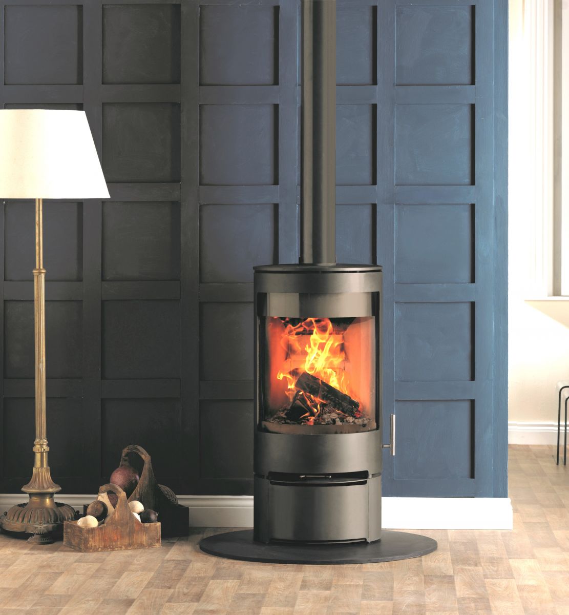 Pure Vision PVR Cylinder Stove on low log store - ON DISPLAY