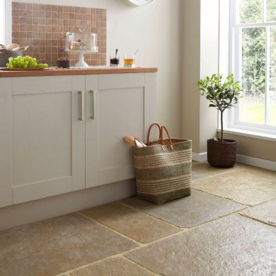 Autumn Sandblasted & Brushed Limestone Floor